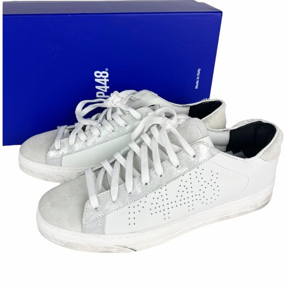 NIB P448 Jack Low Top Zebby White Leather Sneaker Women's EU41 / US 10.5-11 - Picture 7 of 15